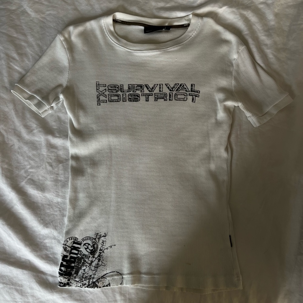 Y2K ruffled short sleeve tee cream colour